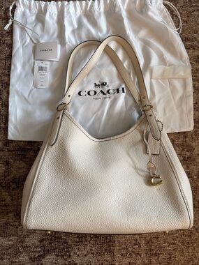 Coach Lori Shoulder Bag Cream Pebbled Leather with Gold Hardware
